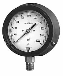 Wika 9834112 Pressure Gauge: 4-1/2" Dial, 5,000 psi, 1/2" Thread, Rear Flange Mount 