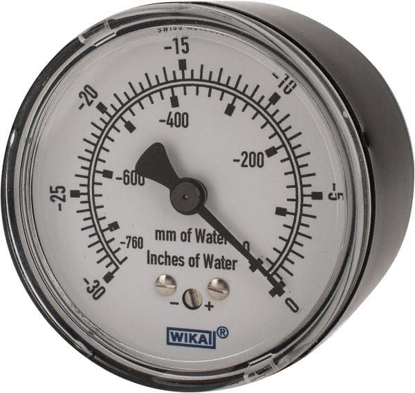Wika 9851852 Pressure Gauge: 2-1/2" Dial, 0 to 760 psi, 1/4" Thread, NPT, Center Back Mount 