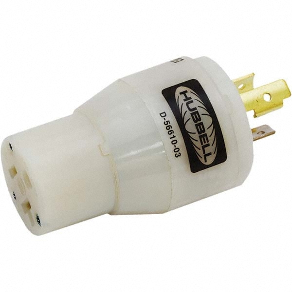 Hubbell Wiring Device-Kellems HBL2129 Straight Blade Adapter: Industrial, L5-20P to 5-15R, 125VAC, White Image