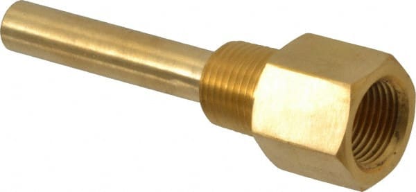 4 Inch Overall Length, 1/2 Inch Thread, Brass Standard Thermowell