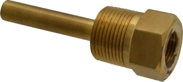Alloy Engineering 1-260S-U2.5 BRA 4 Inch Overall Length, 1 Inch Thread, Brass Standard Thermowell 