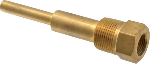 Alloy Engineering 1-260S-U4.5 BRA 6 Inch Overall Length, 1 Inch Thread, Brass Standard Thermowell 