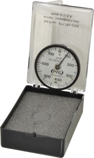 PTC Instruments 314F 50 to 750°F, 2 Inch Dial Diameter, Dual Magnet Mount Thermometer 