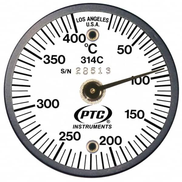 PTC Instruments 314C 10 to 400°C, 2 Inch Dial Diameter, Dual Magnet Mount Thermometer 