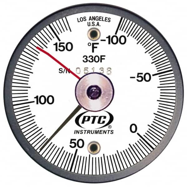 PTC Instruments 330FL -100 to 160°F, 2 Inch Dial Diameter, Dual Magnet Mount Thermometer 