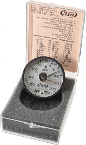PTC Instruments 313FL 500°F, 2 Inch Dial Diameter, Dual Magnet Mount Thermometer 