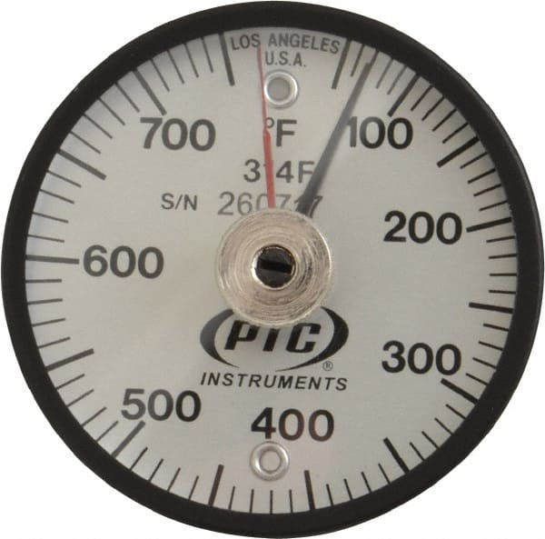 PTC Instruments 314FL 50 to 750°F, 2 Inch Dial Diameter, Dual Magnet Mount Thermometer 