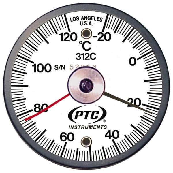 PTC Instruments 312CL -20 to 120°C, 2 Inch Dial Diameter, Dual Magnet Mount Thermometer 