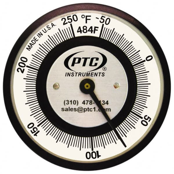 PTC Instruments 484FS -50 to 250°F, 2 Inch Dial Diameter, Pipe Surface Clip On Thermometer 