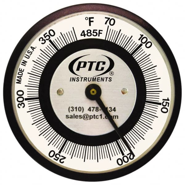 PTC Instruments 485FS 70 to 370°F, 2 Inch Dial Diameter, Pipe Surface Clip On Thermometer 