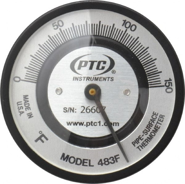 PTC Instruments 483F 150°F, 2 Inch Dial Diameter, Pipe Surface Spring Held Thermometer 