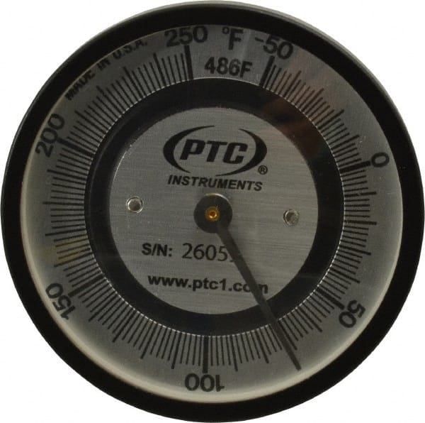 PTC Instruments 486F -50 to 250°F, 2 Inch Dial Diameter, Pipe Surface Spring Held Thermometer 
