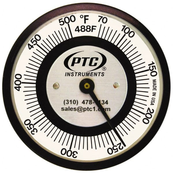 PTC Instruments 488F 70 to 500°F, 2 Inch Dial Diameter, Pipe Surface Spring Held Thermometer 