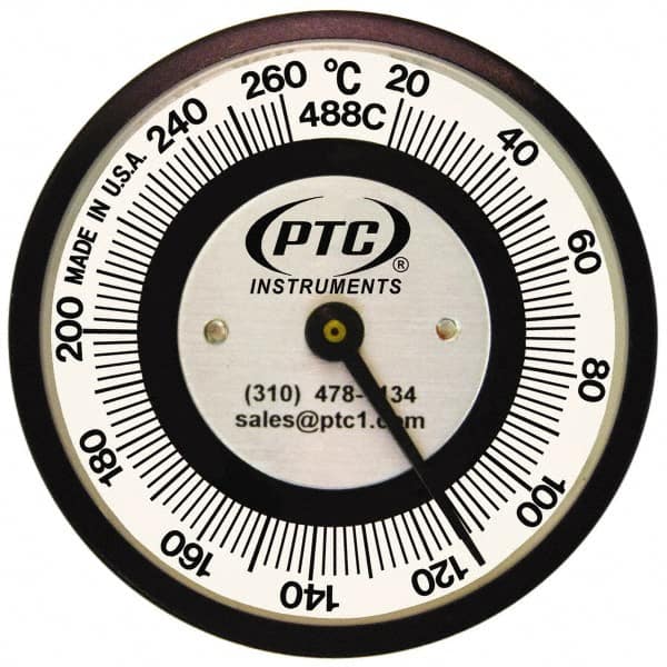PTC Instruments 488C 20 to 260°C, 2 Inch Dial Diameter, Pipe Surface Spring Held Thermometer 