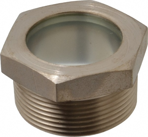 LDI Industries LSP51-08 1-7/16" Sight Diam, 1-1/2" Thread, 1.22" OAL, High Pressure Fused Pipe Thread, Open View Sight Glass & Flow Sight Image