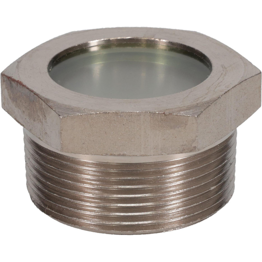 1-7/16" Sight Diam, 1-1/2" Thread, 1.22" OAL, High Pressure Fused Pipe Thread, Open View Sight Glass & Flow Sight