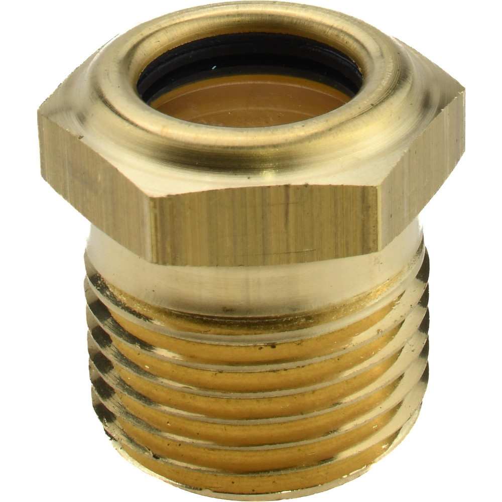 9/16" Sight Diam, 1/2" Thread, 1" OAL, Low Pressure Pipe Thread Lube Sight, Open View Sight Glass & Flow Sight