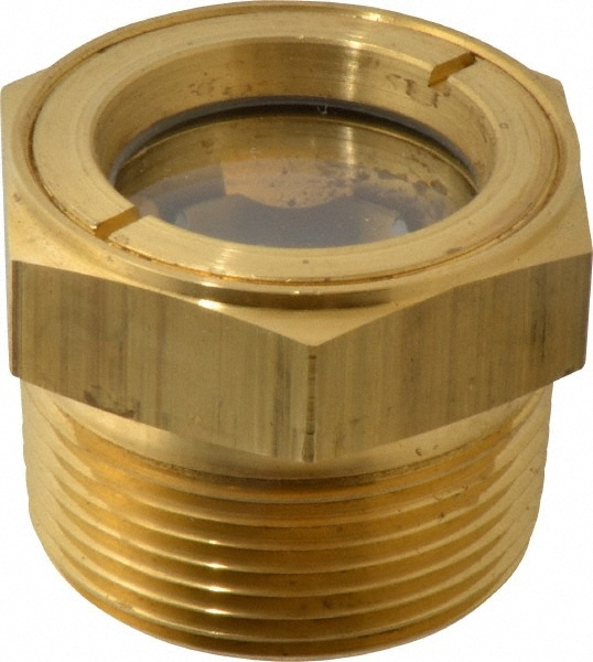 LDI Industries LSP151-07-01 1-1/8" Sight Diam, 1-1/4" Thread, 1.44" OAL, Low Pressure Pipe Thread Lube Sight with Reflector Sight Glass & Flow Sight Image