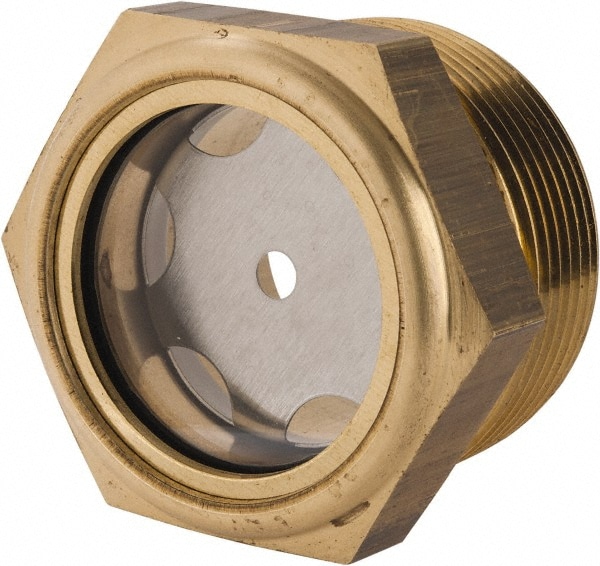 LDI Industries LSP151-08-01 1-3/8" Sight Diam, 1-1/2" Thread, 1-1/2" OAL, Low Pressure Pipe Thread Lube Sight with Reflector Sight Glass & Flow Sight Image