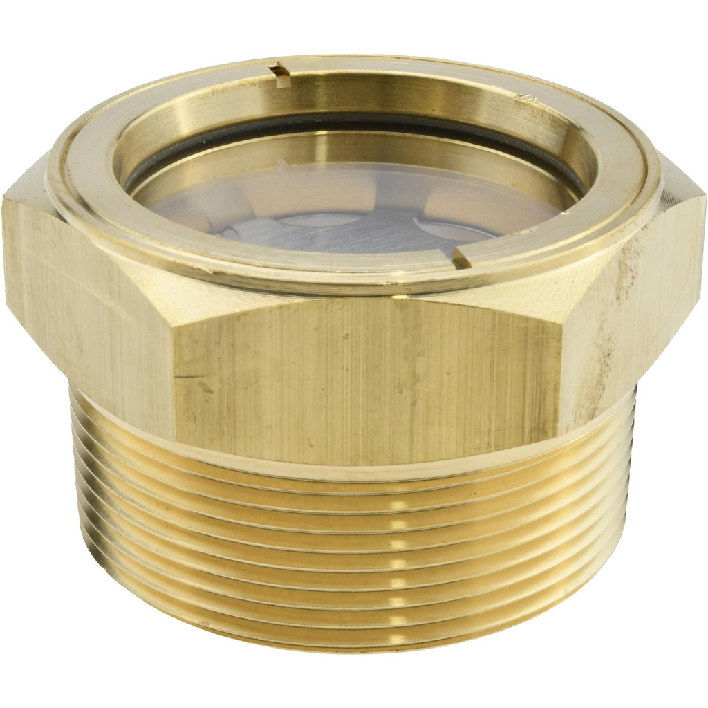 LDI Industries 1-7/8" Sight Dia, 2" Thread, 1.69" OAL, Low Pressure Pipe Thread Lube Sight w/ Reflector Sight Glass & Flow Sight - 2-1/2" Head, 2