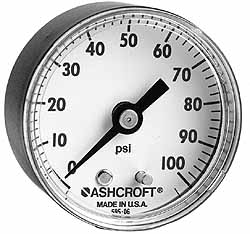 1/8" MNPT Mini / Micro Air Pressure Gauge 0-160 PSI 1" Face CBM Center Back Mount