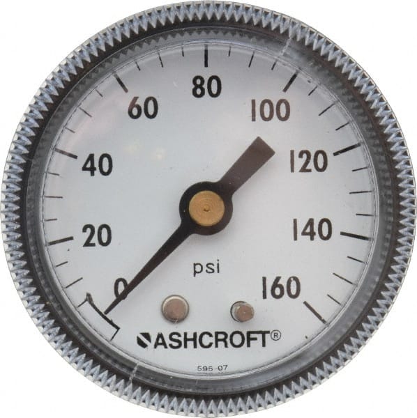 Ashcroft 63W3005 Hl 02B 1/4 Npt Back 63W3005 Hl 02B 0-160 Psi 0-160 Psi Pressure Gauge 