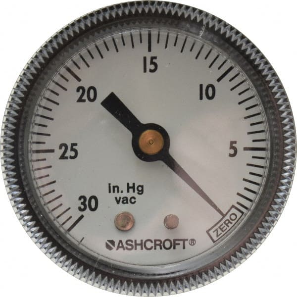 Ashcroft 662876000500 Pressure Gauge: 2" Dial, 1/4" Thread, NPT, Center Back Mount 