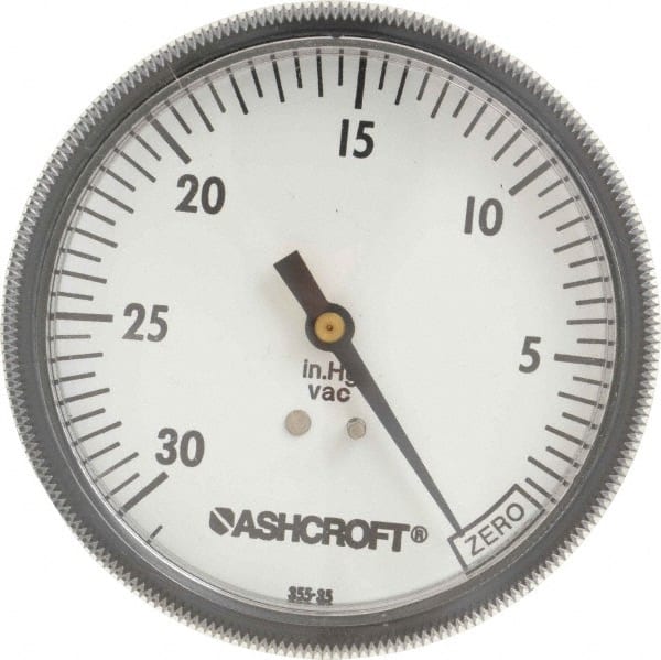 Ashcroft 662876113590 Pressure Gauge: 3-1/2" Dial, 1/4" Thread, NPT, Center Back Mount 