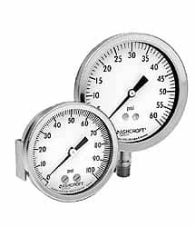 Ashcroft 82108 Pressure Gauge: 2-1/2" Dial, 300 psi, 1/4" Thread, NPT, Center Back Mount 
