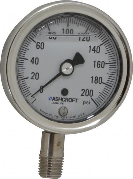 Details about   NEW ASHCROFT 35-1009-SW-04L-200 3.5" Steel Pressure Gauge 200 psi 351009SW04L200 
