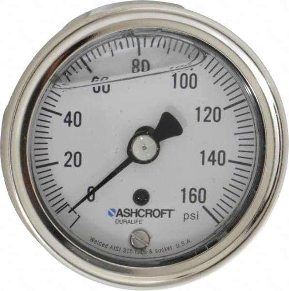 Details about   Ashcroft 45-1279-SS-02L-0-160 Black Pressure Gauge 160 Psi 1/4"NPT   4-1/2" 