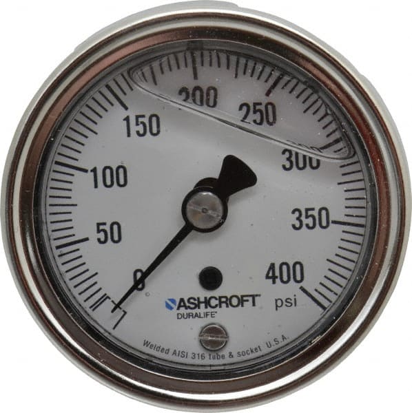 4 gauges Ashcroft Pressure Gauge 2-1/2" Back Mount 0/400 PSI USA made 1/8" 