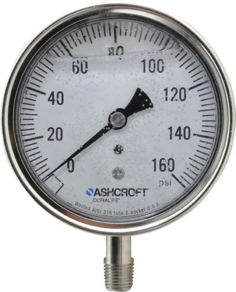 0 to 160 psi Ashcroft 30,052.5 Commercial Gauge with Bottom Connection 2-1/2 Dial 2-1/2 Dial Cole-Parmer 63-W-1008-A-L-02L-160# 