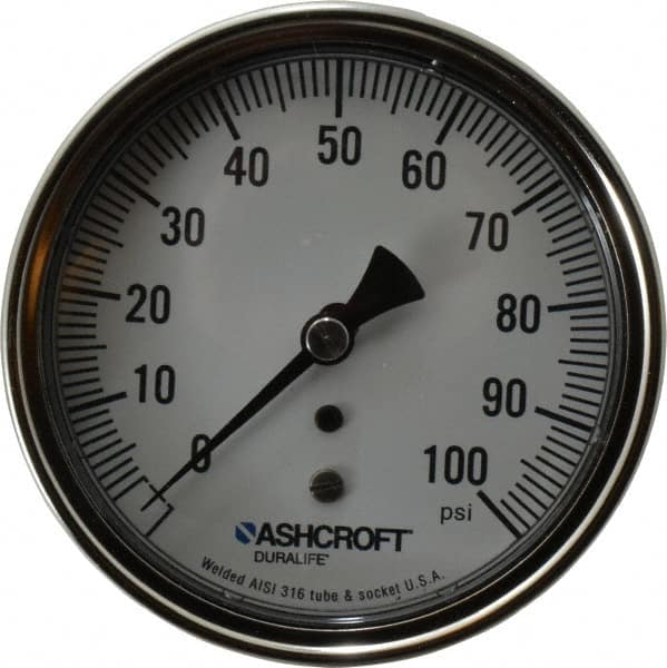 0-60 PSI  Air Pressure Gauge 1/4 NPT 3-1/4" face Surface Mount Stainless Steel 