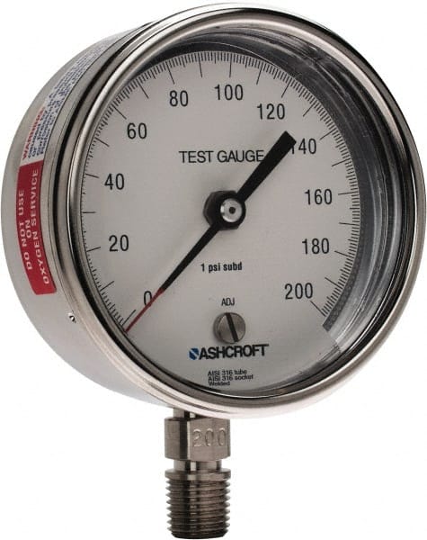 ASHCROFT Pressure Gage 0-200PSI With 1/4  NPT 2-1/4" face 