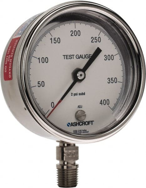 4 gauges Ashcroft Pressure Gauge 2-1/2" Back Mount 0/400 PSI USA made 1/8" 
