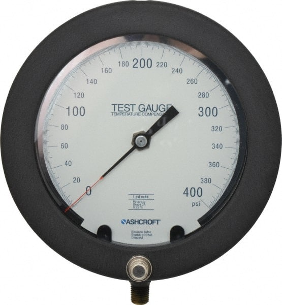 Ashcroft 92867 Pressure Gauge: 6" Dial, 0 to 400 psi, 1/4" Thread, NPT, Lower Mount 