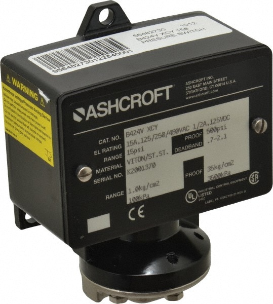 Ashcroft 93262 Watertight Single Setpoint Pressure Switch: 1/4" NPTF Thread Image