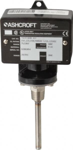 Ashcroft 93568 75 to 205°F, Watertight Single Setpoint Temp Switch 