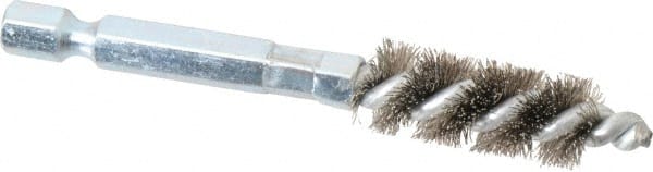 1/4 Inch Inside Diameter, 7/16 Inch Actual Brush Diameter, Carbon Steel, Power Fitting and Cleaning Brush
