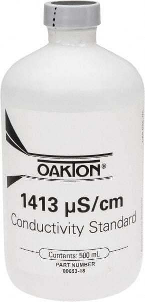 Oakton WD00653-18 Conductivity Calibration Solutions & Solutions Sets; Type: Conductivity/TDS Solution Pint Bottle ; Conductivity: 1413 5S ; Accuracy (%): 1.0 ; Container Size: 16.9oz; 500ml ; For Calibrating: TDS ; For Testing: TDS 