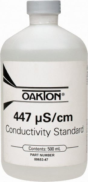 Oakton WD00653-47 Conductivity Calibration Solutions & Solutions Sets; Type: Conductivity/TDS Solution Pint Bottle ; Conductivity: 447 5S ; Accuracy (%): 1.0 ; Container Size: 16.9oz; 500ml ; For Calibrating: TDS ; For Testing: TDS 