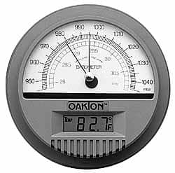 Thermometer/Hygrometers & Barometers; Product Type: Barometer ; Accuracy: ?0.1" Hg; 1 mbar ; Batteries Included: Yes ; Number Of Batteries: 1 ; Battery Size: AA ; Mount Type: Wall