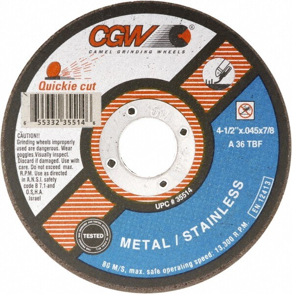 Reinforced Cutoff Wheel 0.035/" Thi... 60 Grit Tru-Maxx 8/" Diam Aluminum Oxide