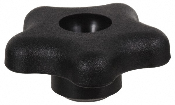 Star Knob: 2-1/4" Head Dia, 5 Points, Polypropylene, Black