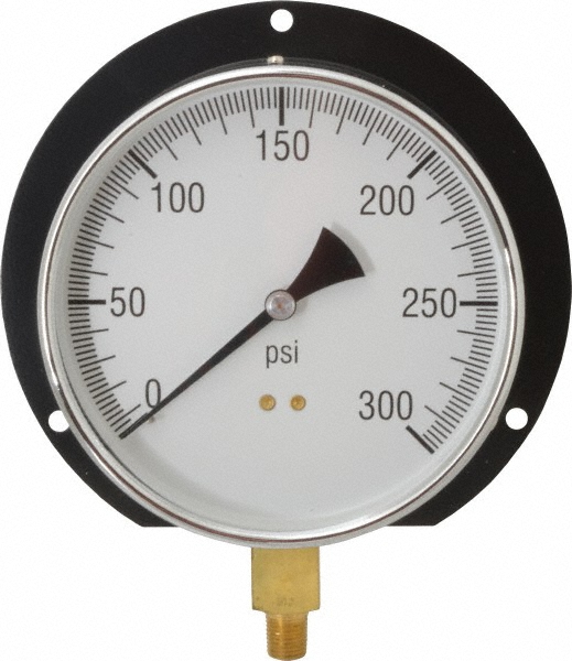 Value Collection 115D604H Pressure Gauge: 6" Dial, 300 psi, 1/4" Thread, NPT, Rear Flange Mount Image