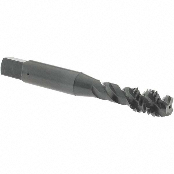 Spiral Flute Tap: 3/8-16 UNC, 3 Flutes, Modified Bottoming, Vanadium High Speed Steel, Oxide Coated