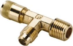 Parker AVT3-2 1/8-27 Male Pipe, 500 Max psi, 1/4" Tube OD, Forged Male Run Tee Access Valve Image