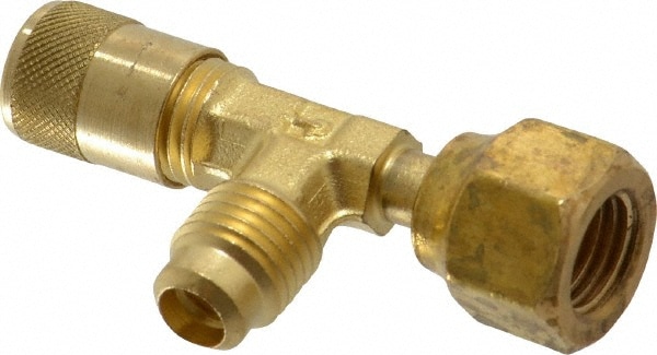 Parker AVTS4D-4 500 Max psi, 1/4 Tube OD, Forged Flared Female Run Swivel Tee with Depressor Access Valve Image