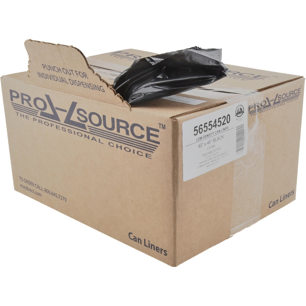 45 Gal 2 Mil Black Trash Bags, 100/Case